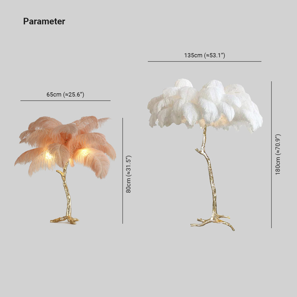 O'Moore Luxury Árbol Pluma/Resina Lámpara de Pie/Mesa, multicolore