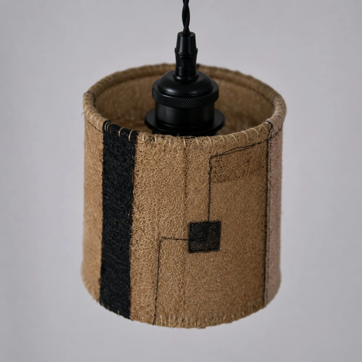 Natural Loofah Woven Pendant Lamp Wabi Sabi Patchwork Hanging Light