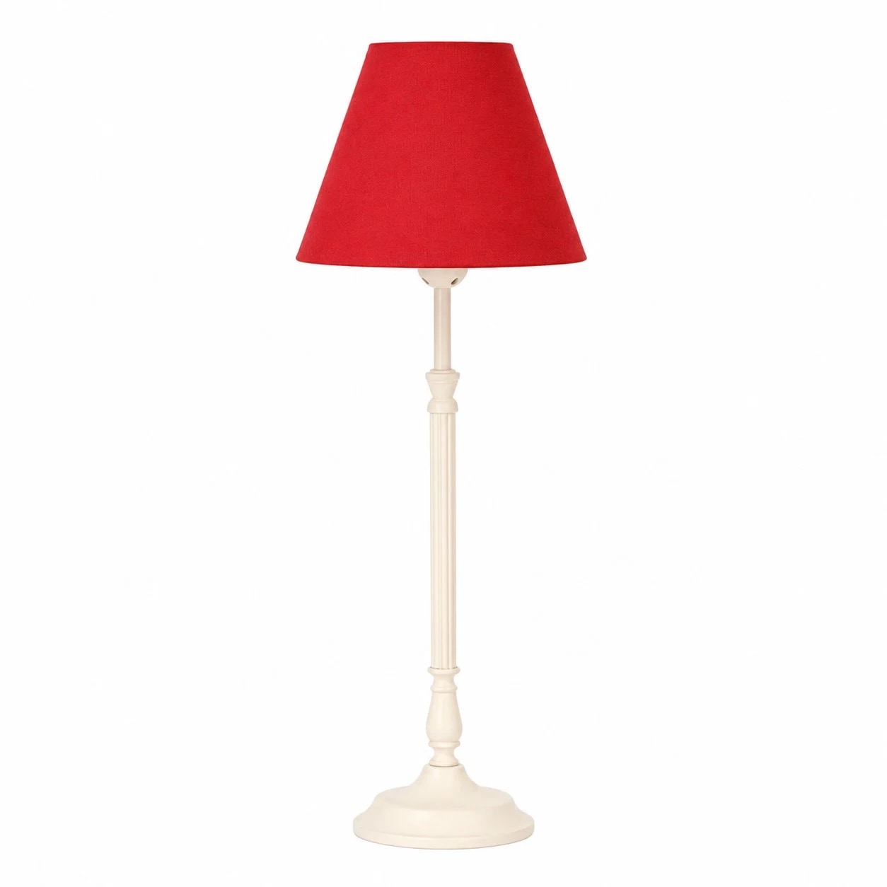 Rose red fabric shade French country metal table lamp