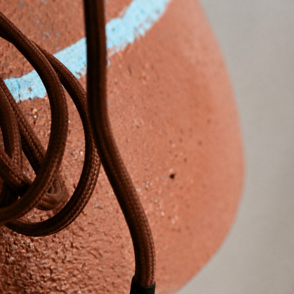 Detail von geflochtenem Kabel und strukturiertem Pendelschirm